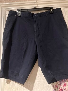 Boss Men's Navy Flat-Front Cotton Shorts